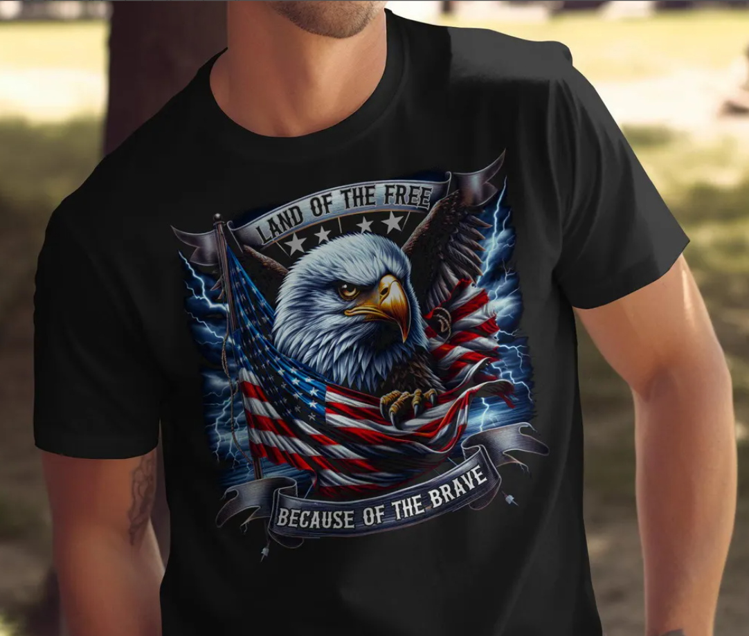 Patriotic Eagle Graphic Tee: American Flag USA Shirt