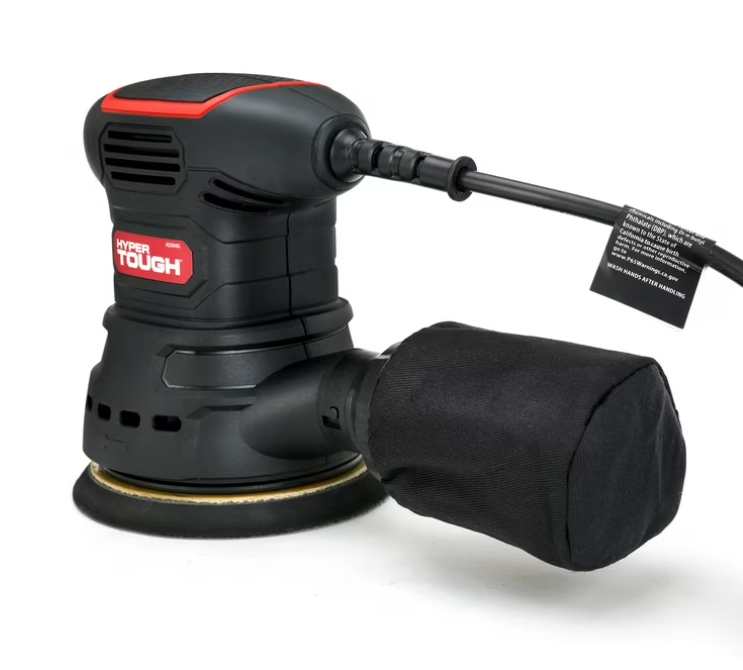 Hyper Tough 2.5 Amp Corded 5 inch Orbital Sander with Dust Bag, Vacuum Hose Adapter & 3 Sanding Sheets, New Condition
