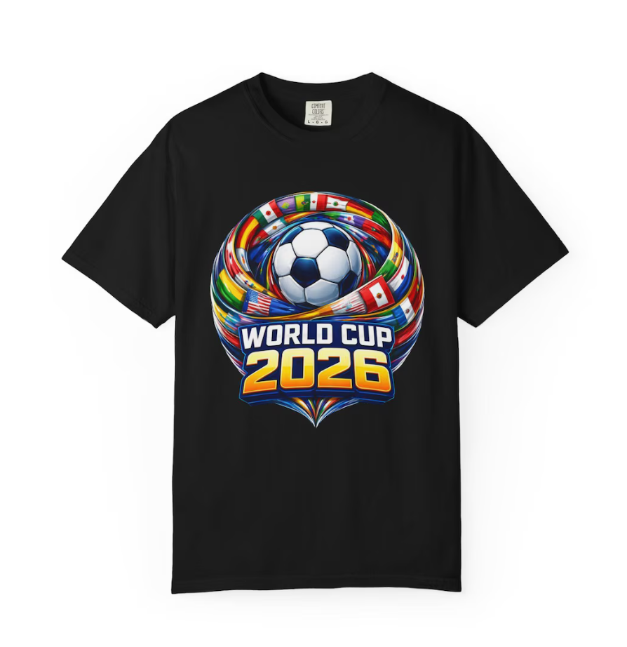 World Cup 2026 Soccer Ball with International Flags T-Shirt | Football Tournament Tee