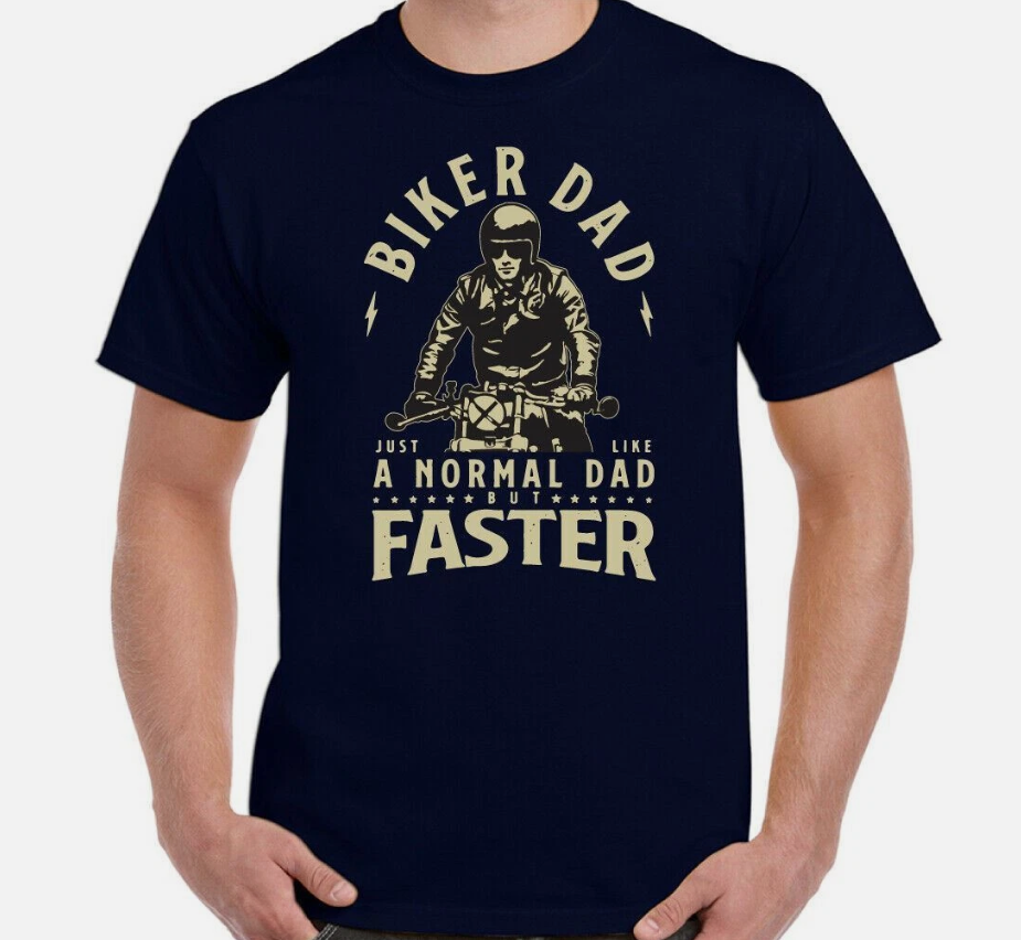BIKER DAD T-SHIRT, Mens Funny Father's Day TEE TOP Motorbike Motorcycle