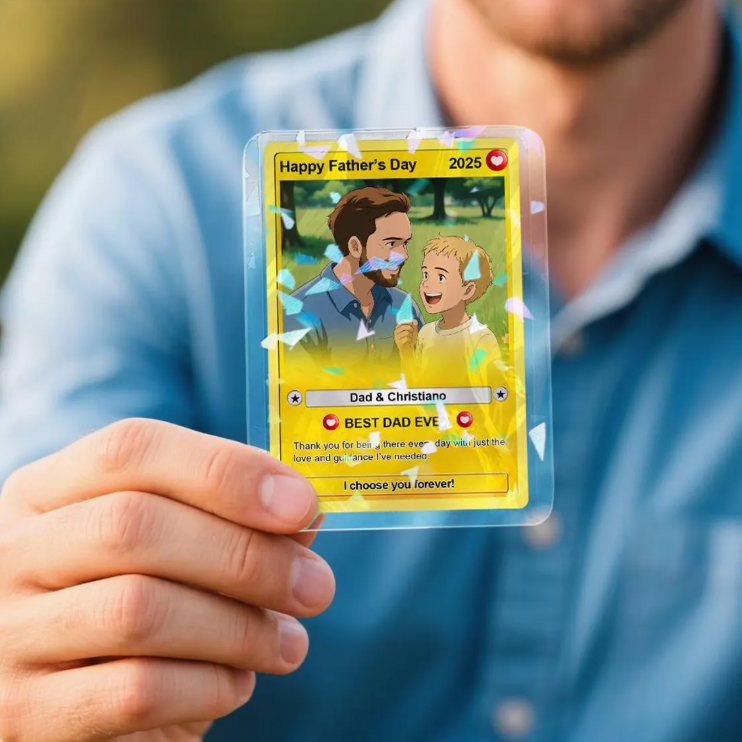 Personalized Custom Poke Card - Father’s Day Themed Pokemon Style Trading Card, Special Poke Present for Dad & Husband