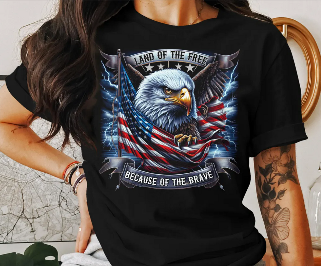 Patriotic Eagle Graphic Tee: American Flag USA Shirt