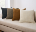 Jute Simple Line Pillow Cover