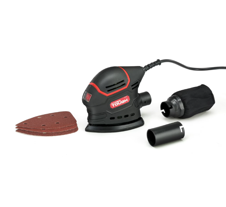 Hyper Tough 1.5 Amp Corded Detail Sander with Dust Bag, Vacuum Hose Adapter & 3 Sanding Sheets, New Condition