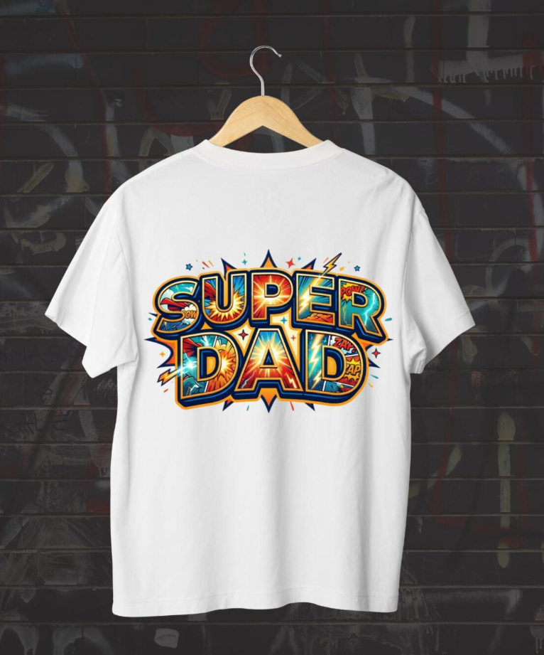 Super Dad Comic Style PNG – Father’s Day Superhero Shirt Design, Sublimation Digital Download for T-Shirt