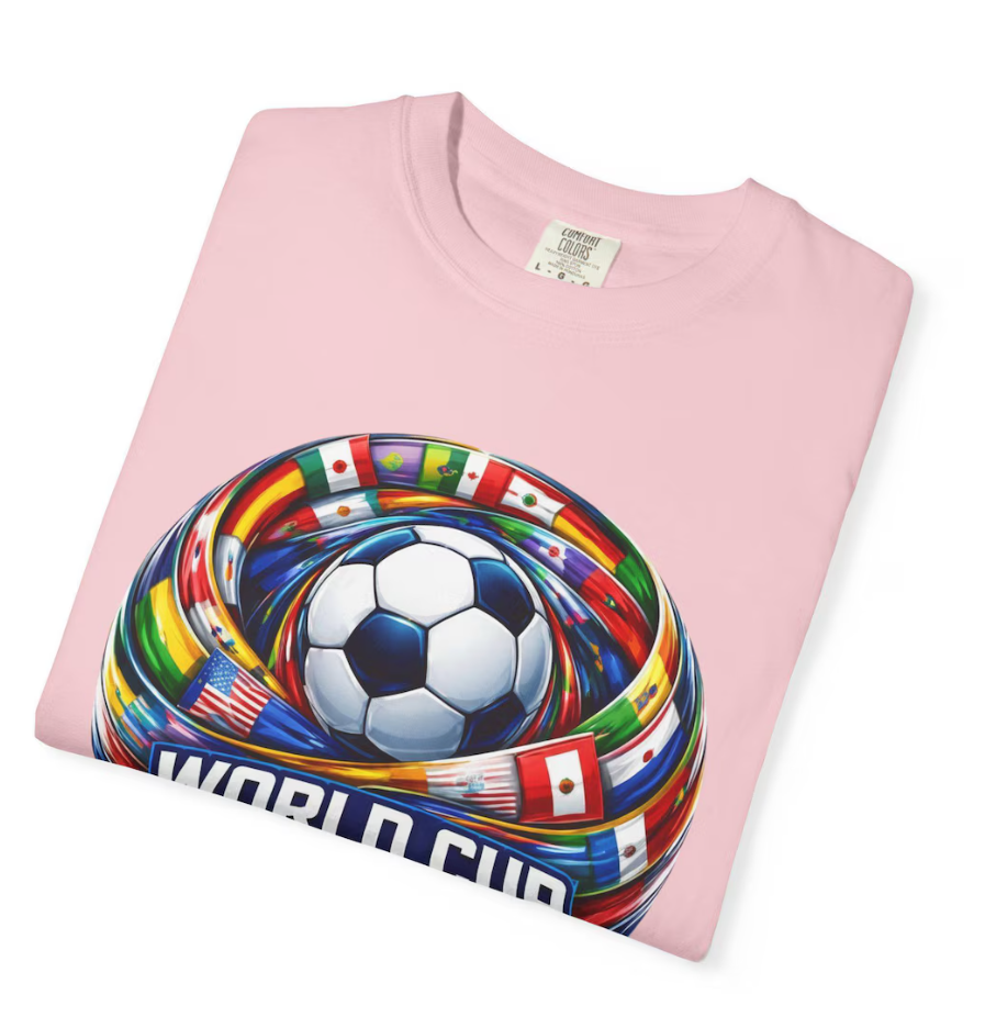World Cup 2026 Soccer Ball with International Flags T-Shirt | Football Tournament Tee