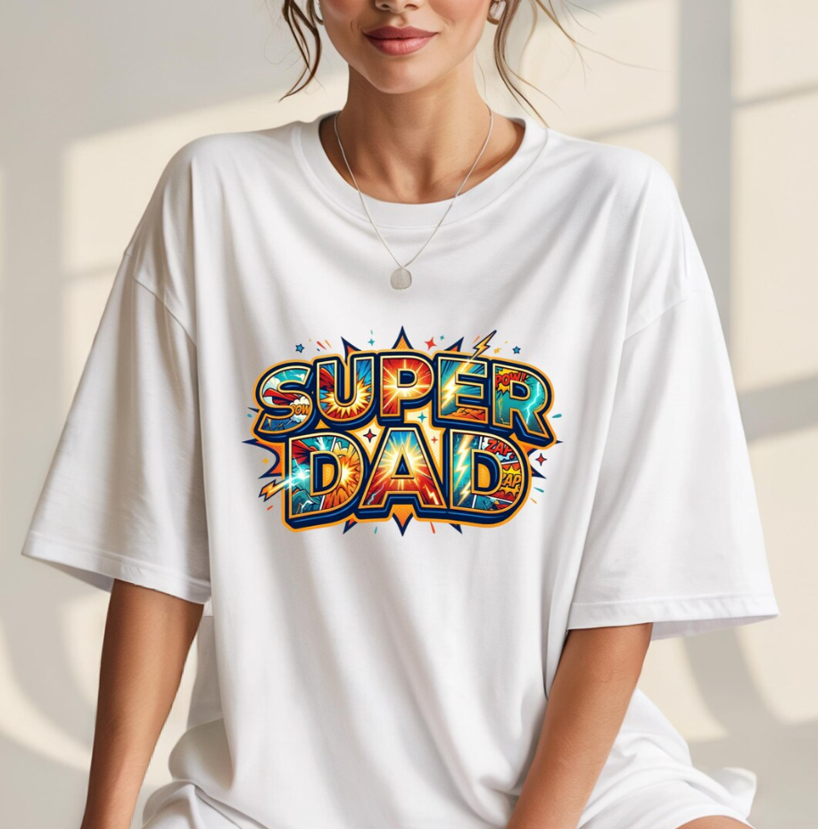 Super Dad Comic Style PNG – Father’s Day Superhero Shirt Design, Sublimation Digital Download for T-Shirt