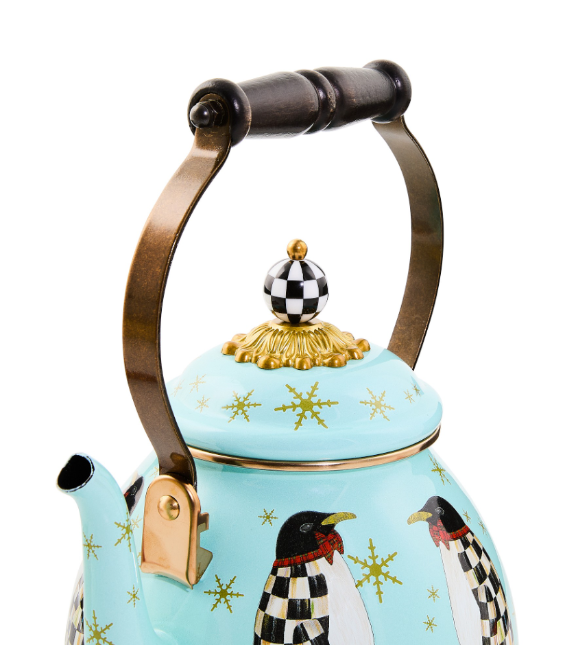 MacKenzie-Childs Penguin Parade Tea Kettle, 2-Qt.