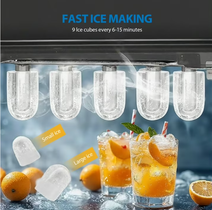 Mainstays Portable Countertop Ice Maker, 26 lbs Per Day, Compact Ice Machine with Quick Ice Cycles, No Plumbing Required, Black