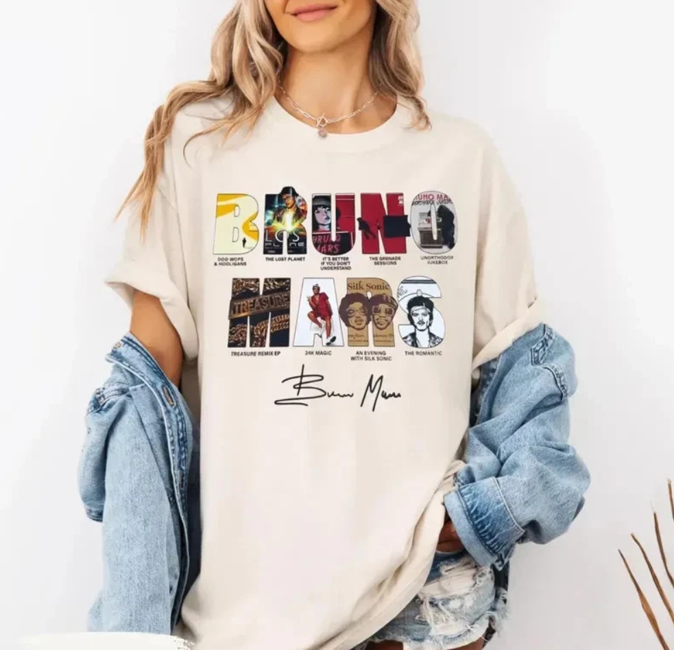 Bruno Mars The Romantic Tour T-Shirt sand color shirt