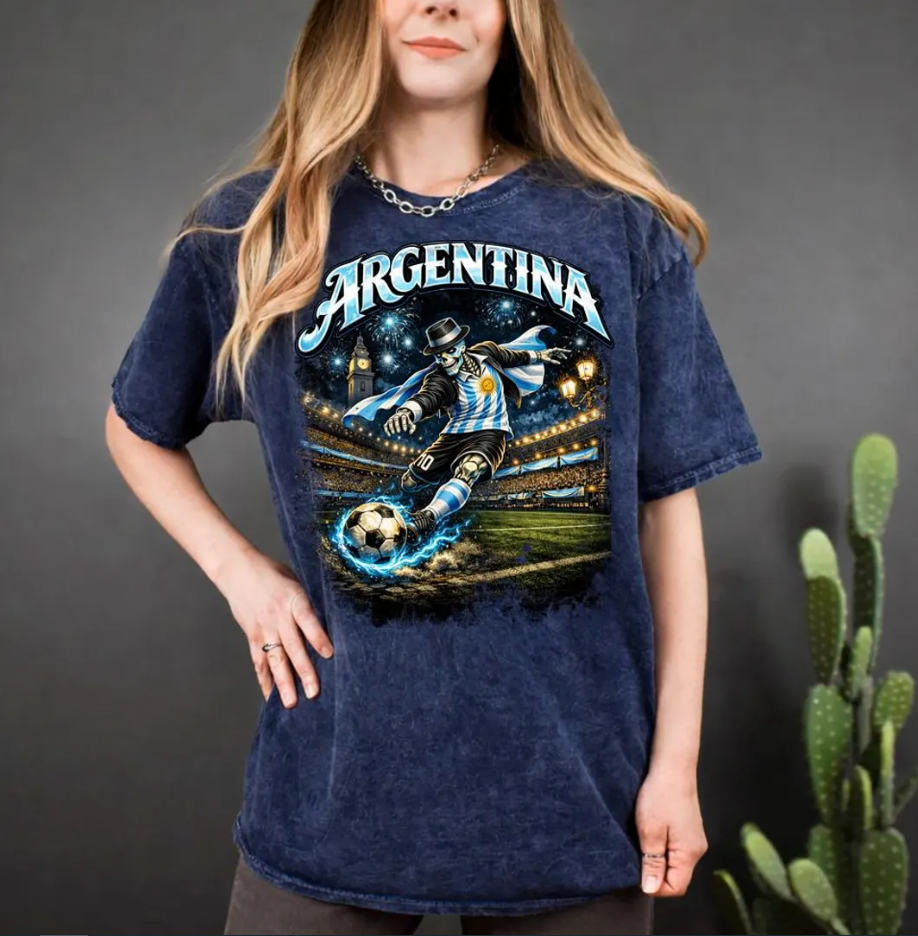 World Cup 2026 Shirt, USA Canada Mexico Soccer T-Shirt, Gothic Skull Argentina Football Tee, Dark Aesthetic Streetwear, Unisex Football Gift