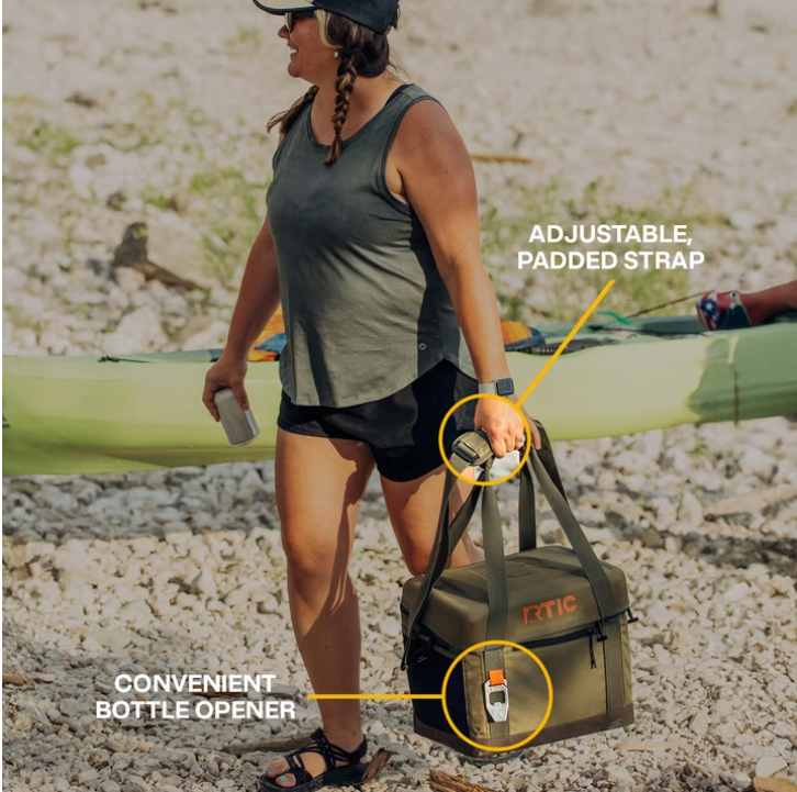 RTIC 28-Can, 27 Qt, Collapsible Soft Cooler with Bottle Opener, Black