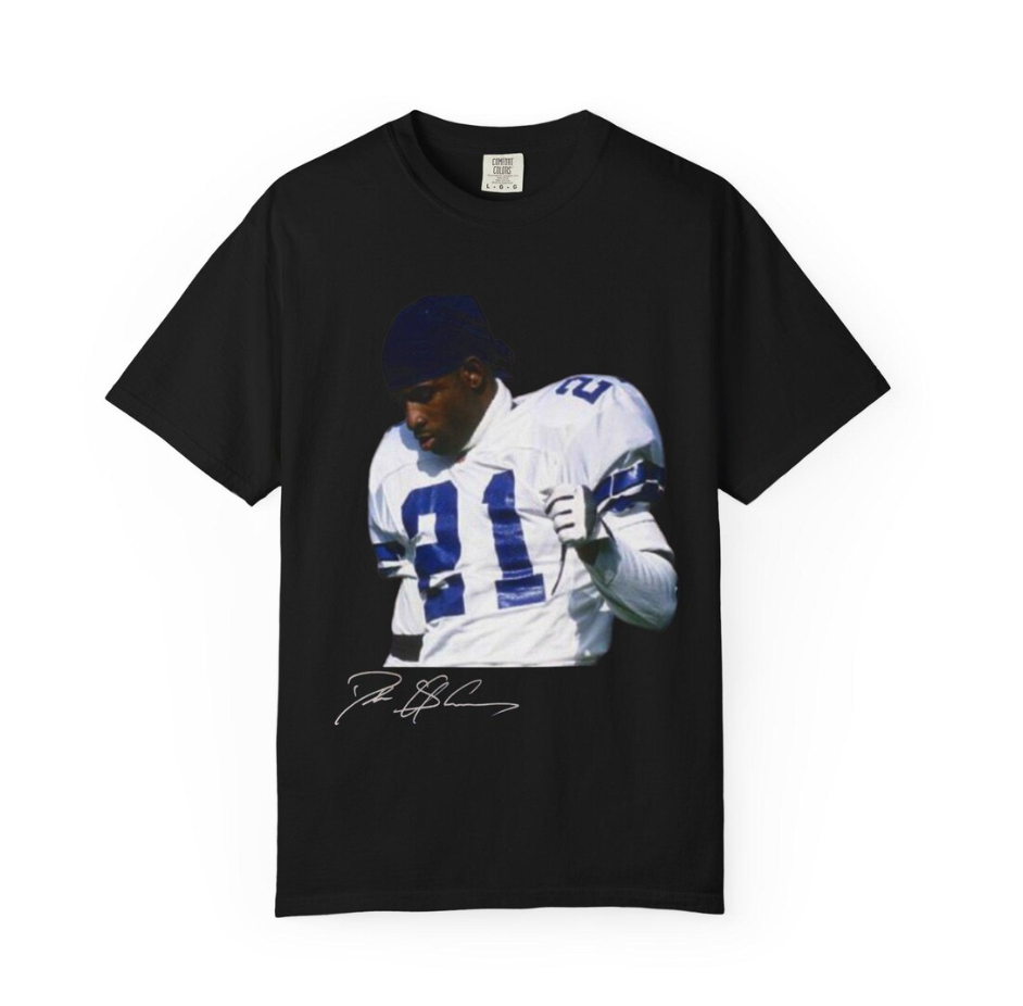 Deion Sanders Dallas T Shirt Vintage Autograph Edition Retro Football