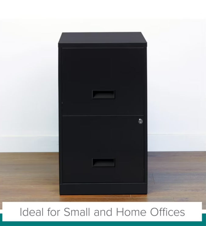 Space Solutions 18" Deep 2 Drawer Letter Width Vertical File Cabinet, Black