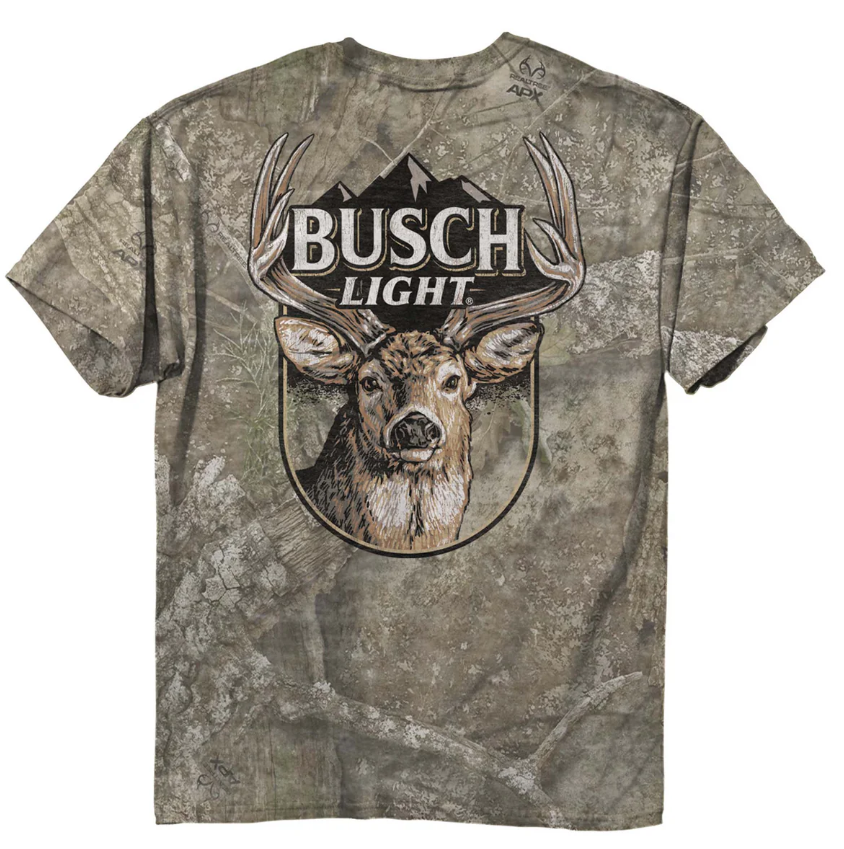 Busch Whitetail Short Sleeve T-Shirt in Washed Camo