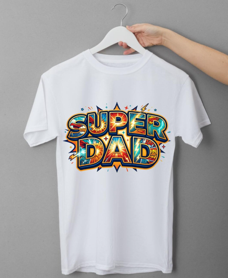 Super Dad Comic Style PNG – Father’s Day Superhero Shirt Design, Sublimation Digital Download for T-Shirt