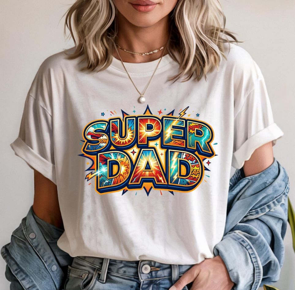 Super Dad Comic Style PNG – Father’s Day Superhero Shirt Design, Sublimation Digital Download for T-Shirt