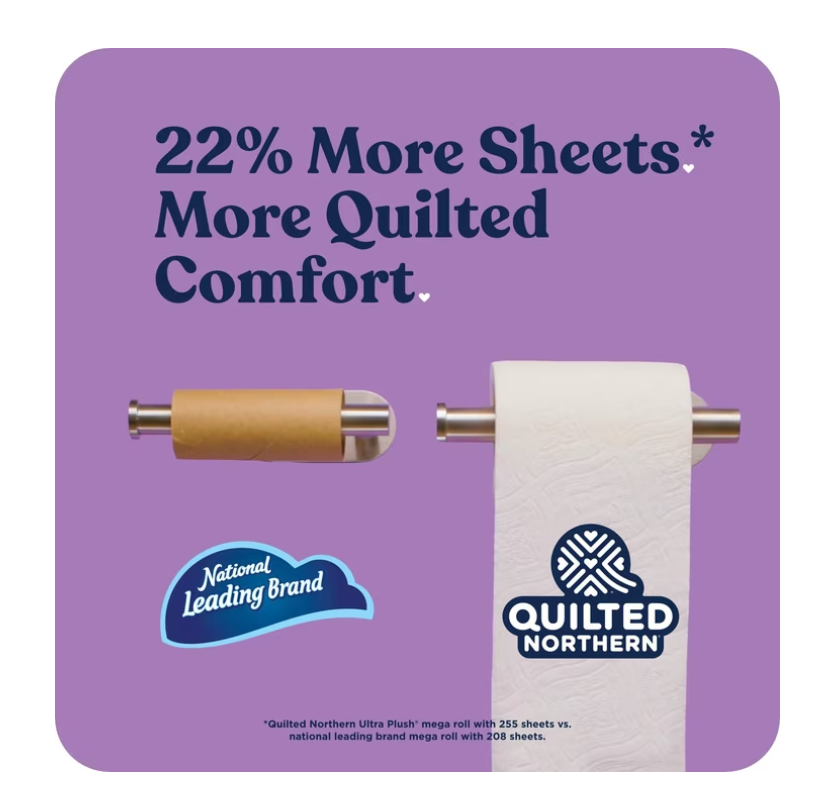 Quilted Northern Ultra Plush 3-Ply Toilet Paper, 24 Mega Rolls, 255 Sheets Per Roll