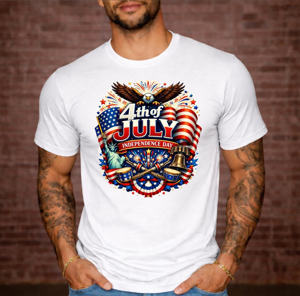 4th of July Flag Graphic Core Cotton Tee Independence Day Shirt