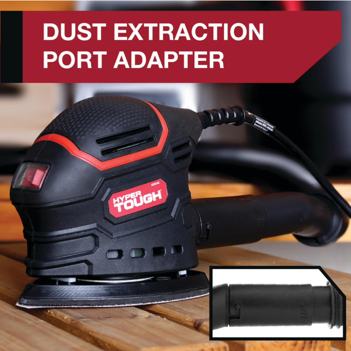 Hyper Tough 1.5 Amp Corded Detail Sander with Dust Bag, Vacuum Hose Adapter & 3 Sanding Sheets, New Condition