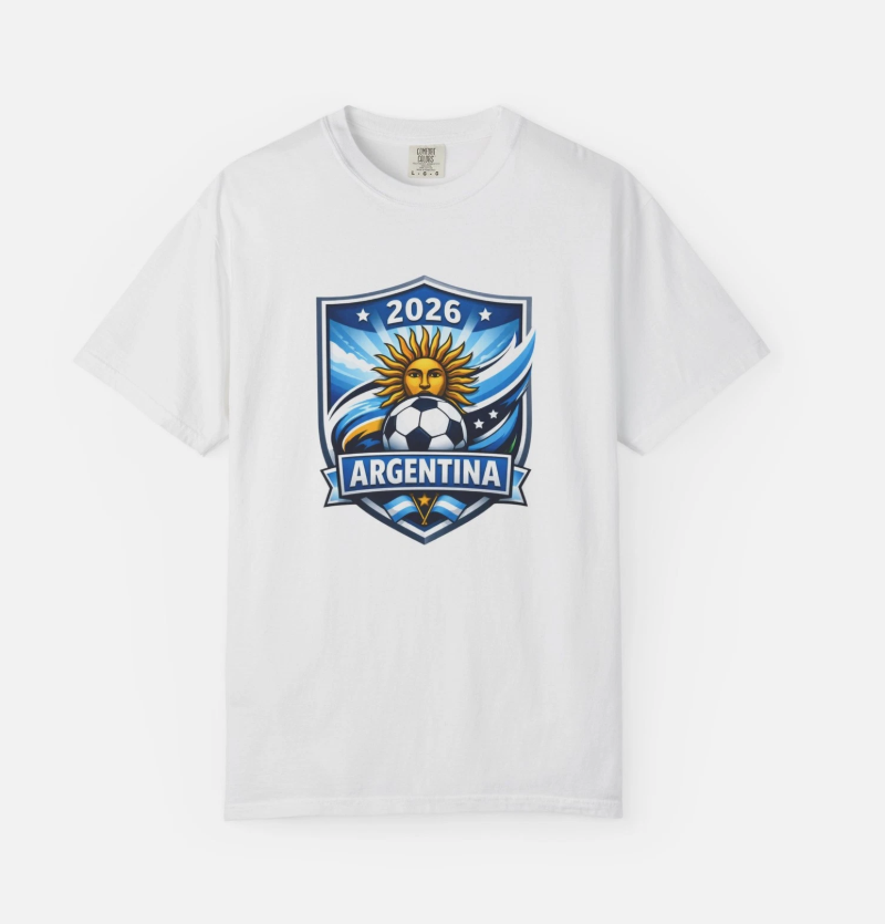 Argentina 2026 Soccer Crest T-shirt | Sun Face Football Shield