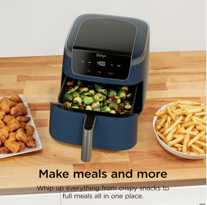 Ninja Air Fryer Pro XL 5-Qt, 3-in-1, 400°F Air Crisp Technology, Nonstick Crisper Plate, AF140WMNV Navy