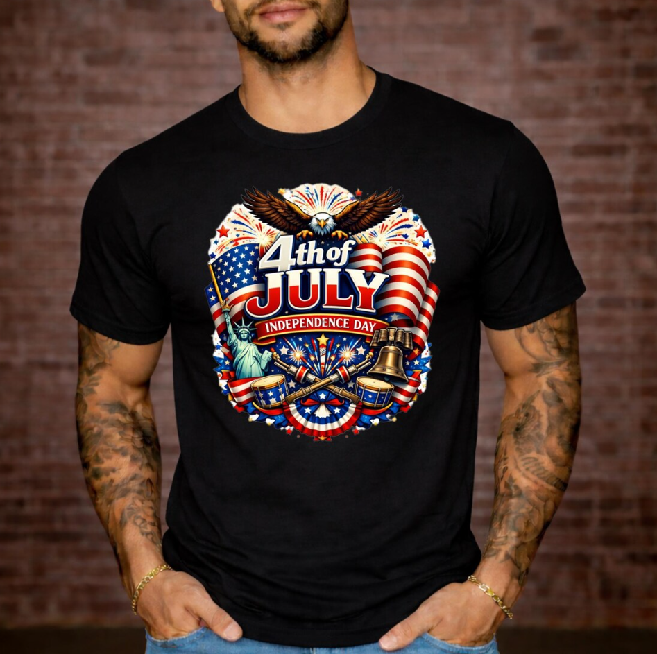 4th of July Flag Graphic Core Cotton Tee Independence Day Shirt