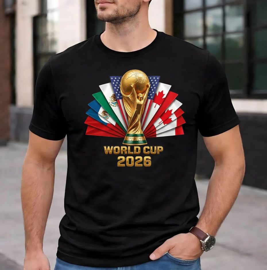 2026 World Cup Soccer Fan T-Shirt – USA, Canada, Mexico Tournament Tee
