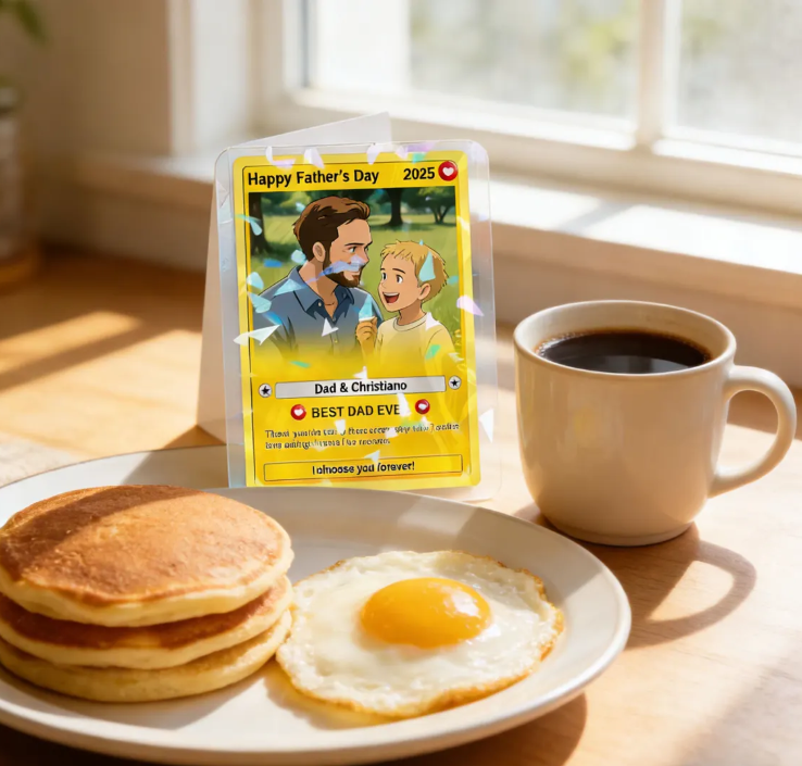 Personalized Custom Poke Card - Father’s Day Themed Pokemon Style Trading Card, Special Poke Present for Dad & Husband