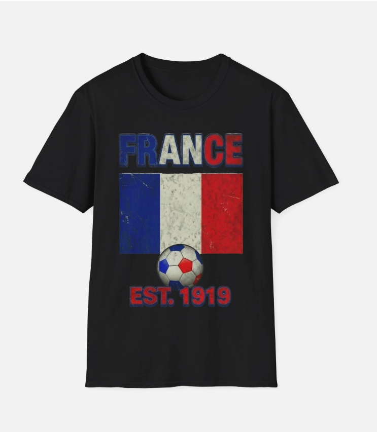France Flag Soccer Est. 1919 T-Shirt | French Football Jersey Retro