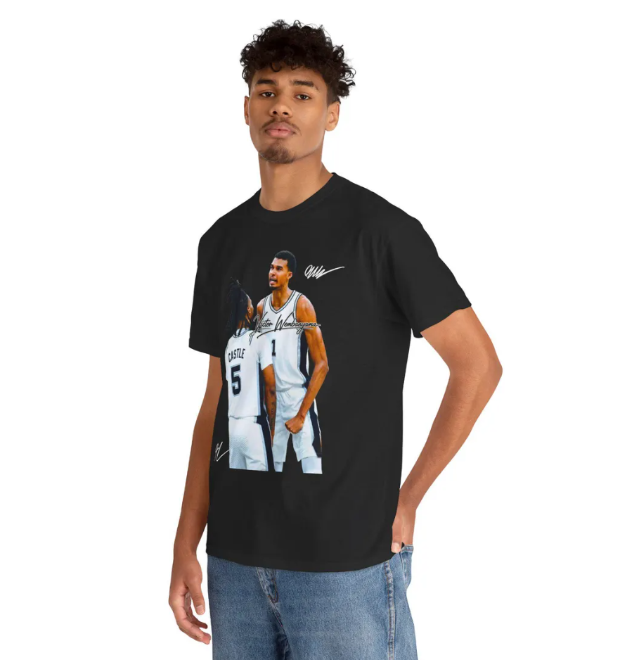 Victor Wembanyama and Stephon Castle San Antonio T Shirt Autograph Edition