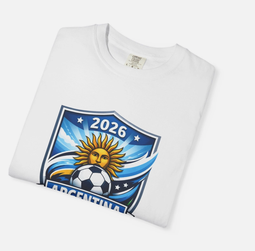 Argentina 2026 Soccer Crest T-shirt | Sun Face Football Shield