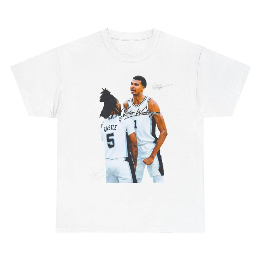 Victor Wembanyama and Stephon Castle San Antonio T Shirt Autograph Edition