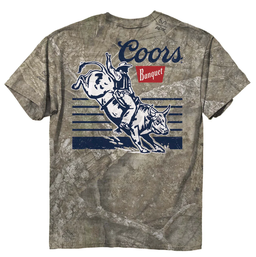 Coors Bull Rider Short Sleeve T-Shirt in Washed Camo