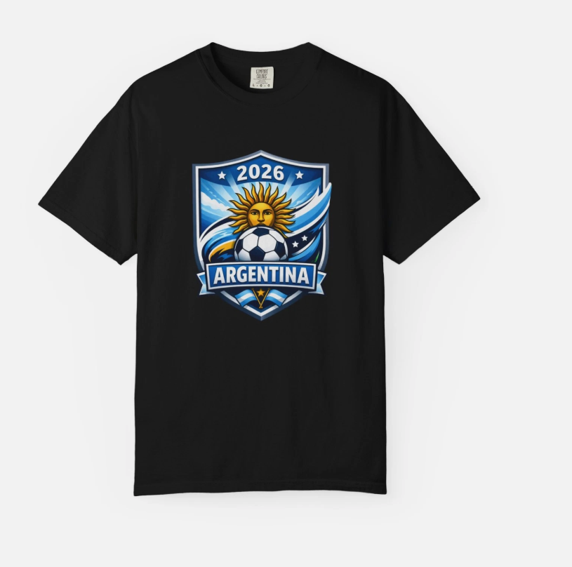 Argentina 2026 Soccer Crest T-shirt | Sun Face Football Shield