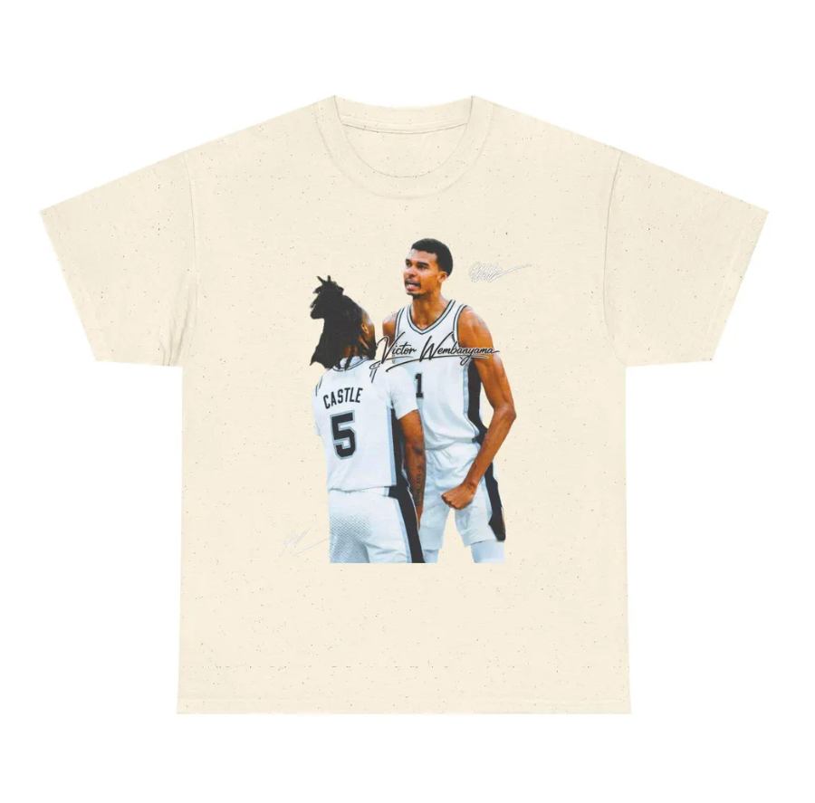Victor Wembanyama and Stephon Castle San Antonio T Shirt Autograph Edition