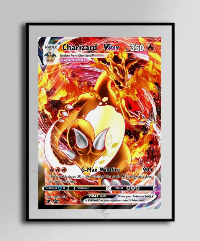 Pokeart Charizard Vmax TCG Canvas Poster Anime Wall Art Home Decor Gift Idea