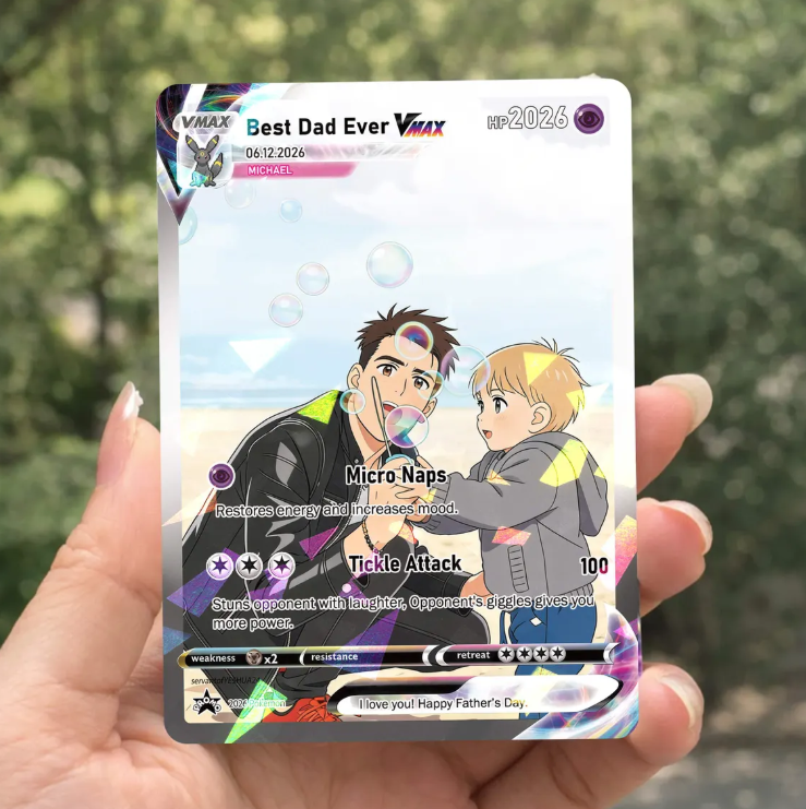 Custom Pokemon Card From Photo Personalized Father's Day Holo Card, Gift for Dad, Anniversary