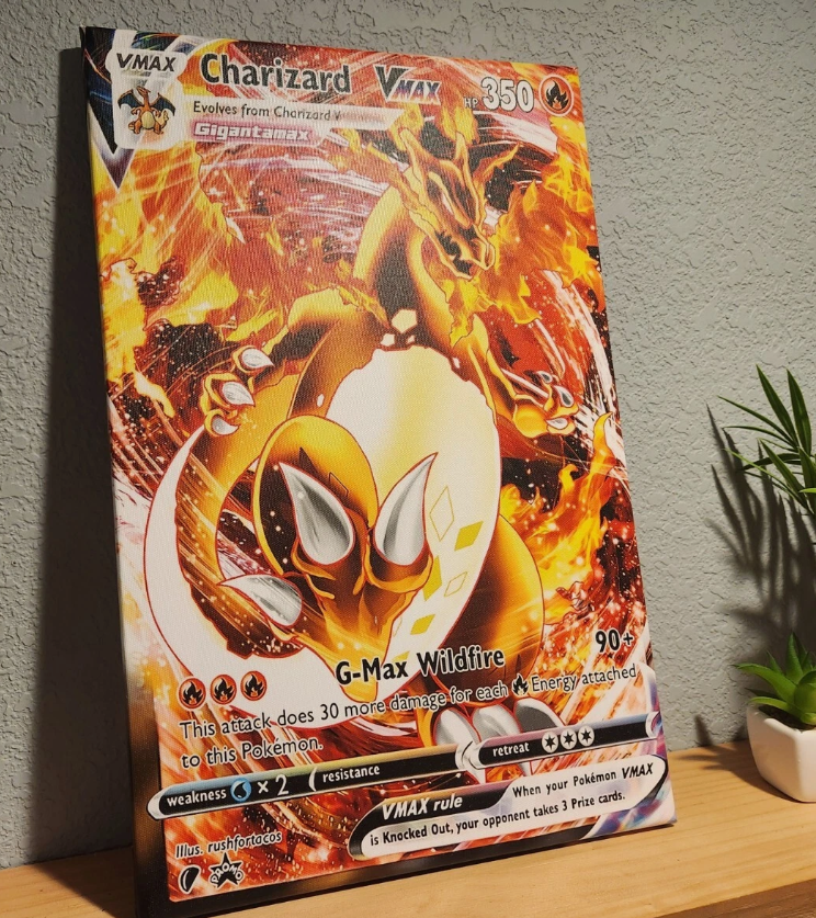 Pokeart Charizard Vmax TCG Canvas Poster Anime Wall Art Home Decor Gift Idea