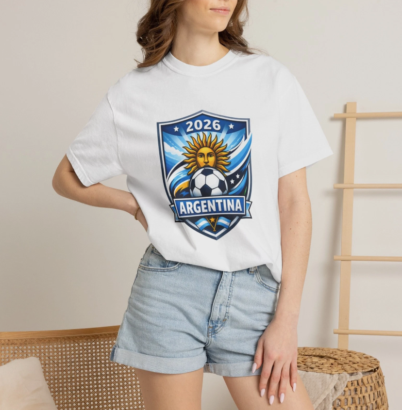 Argentina 2026 Soccer Crest T-shirt | Sun Face Football Shield