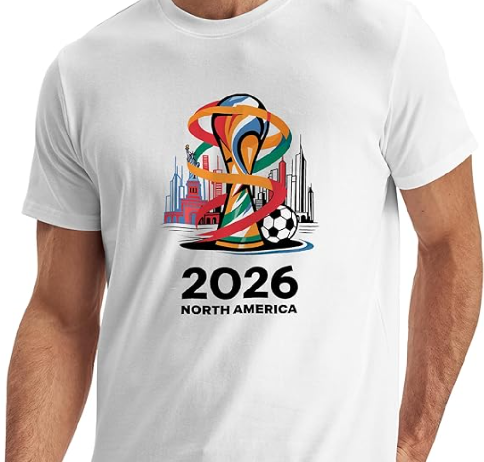 Soccer Trophy Celebration Shirt Abstract Soccer Cup City Skyline Graphic Tee for Men