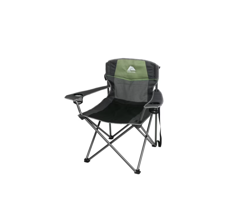 Ozark Trail Oversized Big and Tall Camp Chair with Cup Holders, Green, Adult,