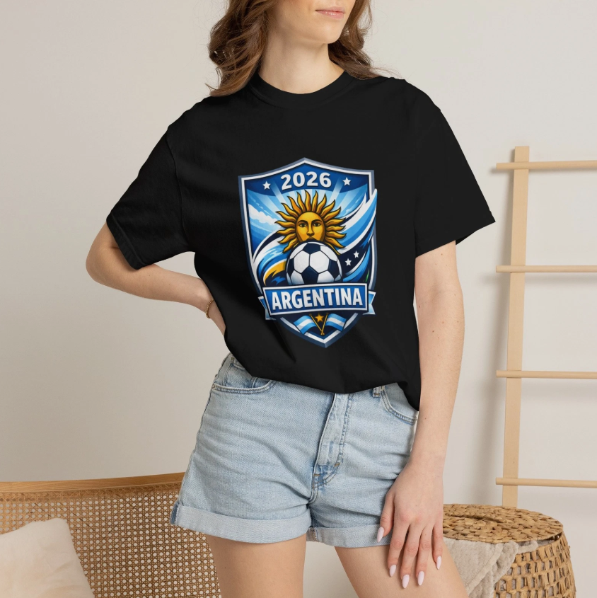 Argentina 2026 Soccer Crest T-shirt | Sun Face Football Shield