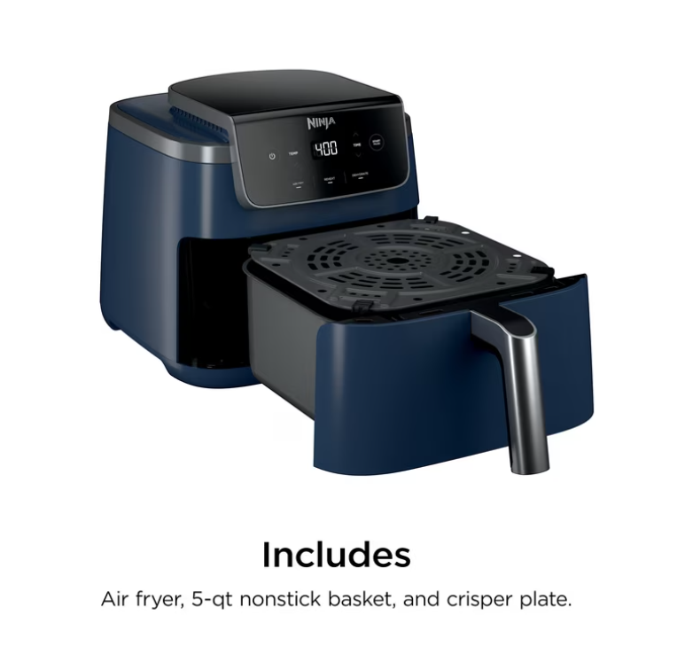 Ninja Air Fryer Pro XL 5-Qt, 3-in-1, 400°F Air Crisp Technology, Nonstick Crisper Plate, AF140WMNV Navy