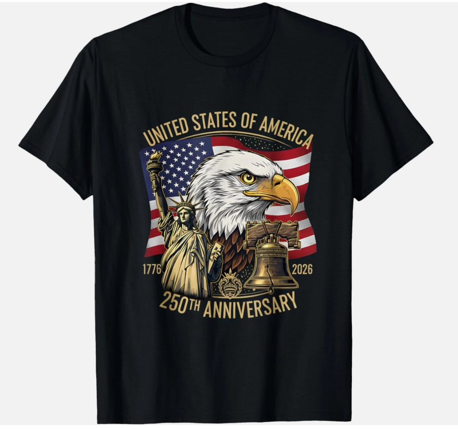250 Years 1776-2026 250th Birthday Eagle Liberty Bell T-Shirt unisex Tee