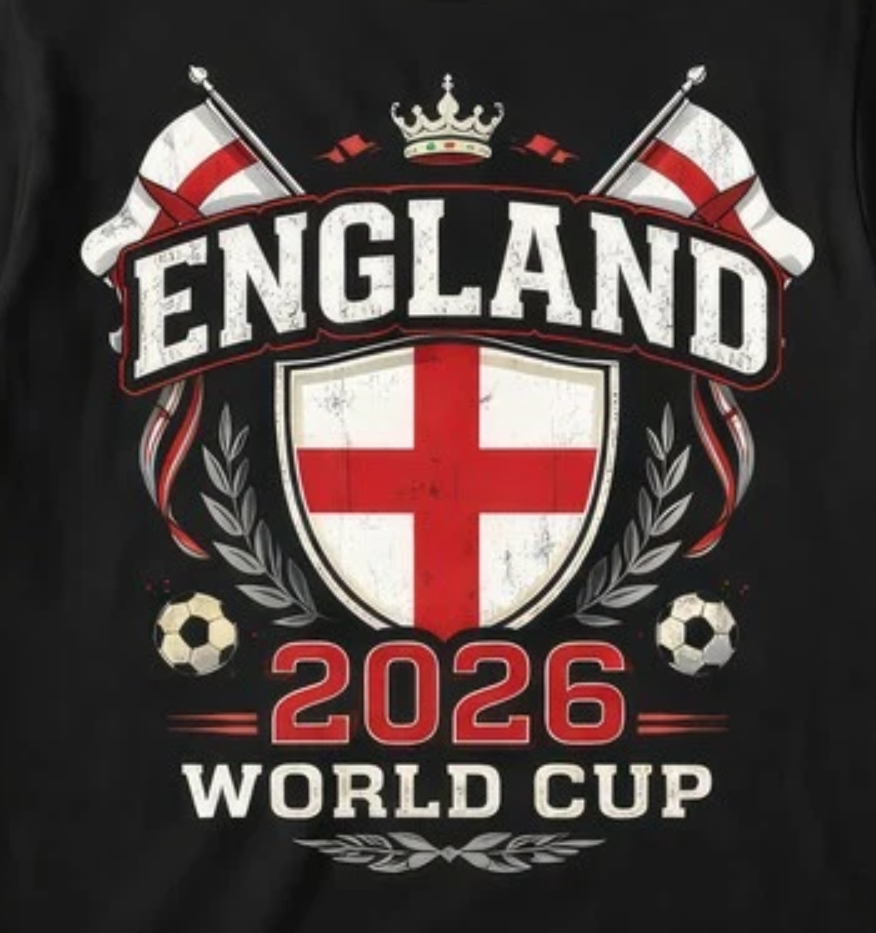 England World Cup 2026 Football Fan T Shirt English Soccer Graphic Tee