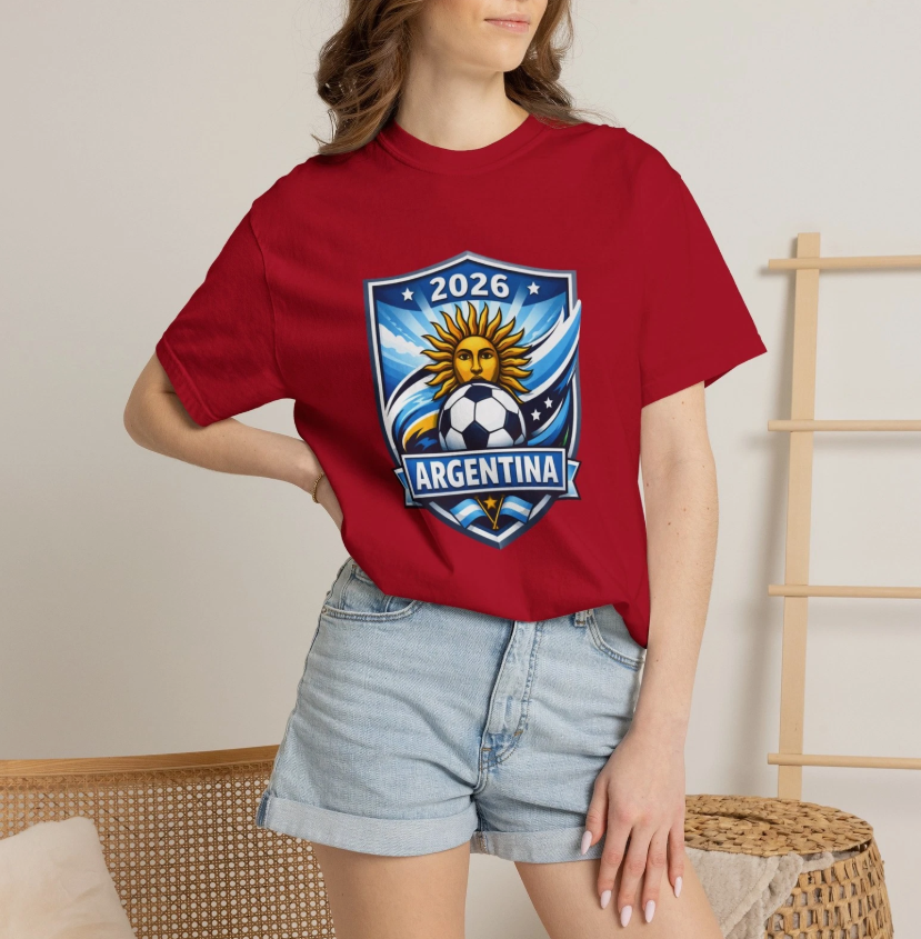 Argentina 2026 Soccer Crest T-shirt | Sun Face Football Shield