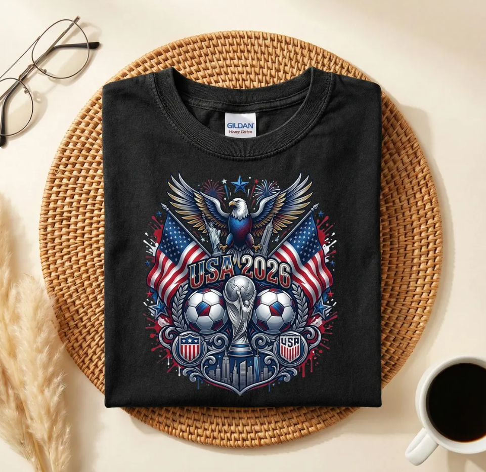 USA 2026 World Cup Eagle Trophy T-Shirt, America Soccer Fan Shirt, World Cup Host Gift, Patriotic Football Fan Tee
