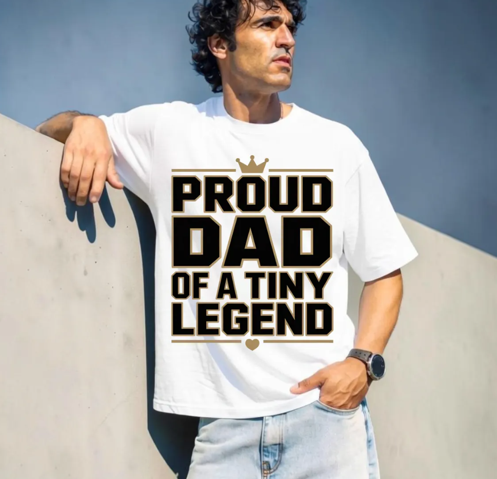 Proud Dad of a Tiny Legend PNG Bundle – New Dad Crown T-Shirt Design, Father’s Day Sublimation Digital Download