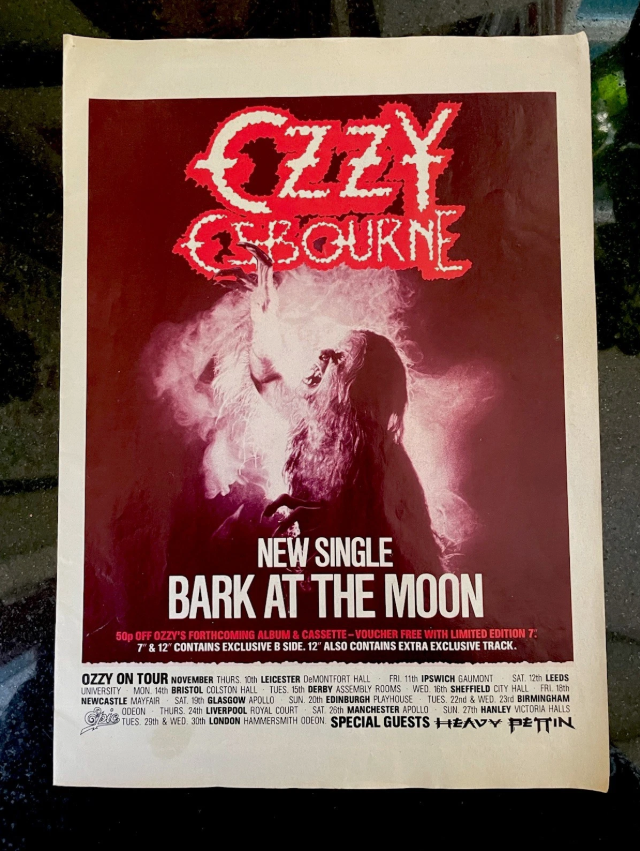 Ozzy Osbourne Bark At The Moon Original Magazine Ad Cutout Poster